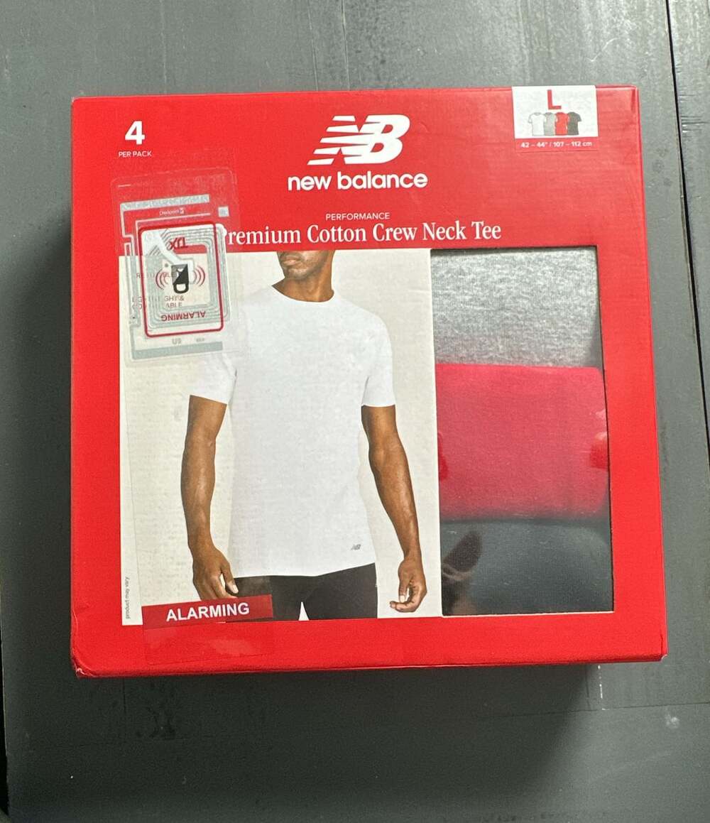 New Balance Premium Cotton Crew Neck Tee Size L 4-Pack